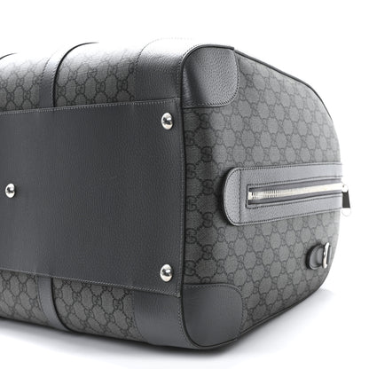 Gucci GG Supreme Monogram Textured Dollar Calfskin Large Savoy Duffle Bag Grey Black Graphite Grey 8 of 9