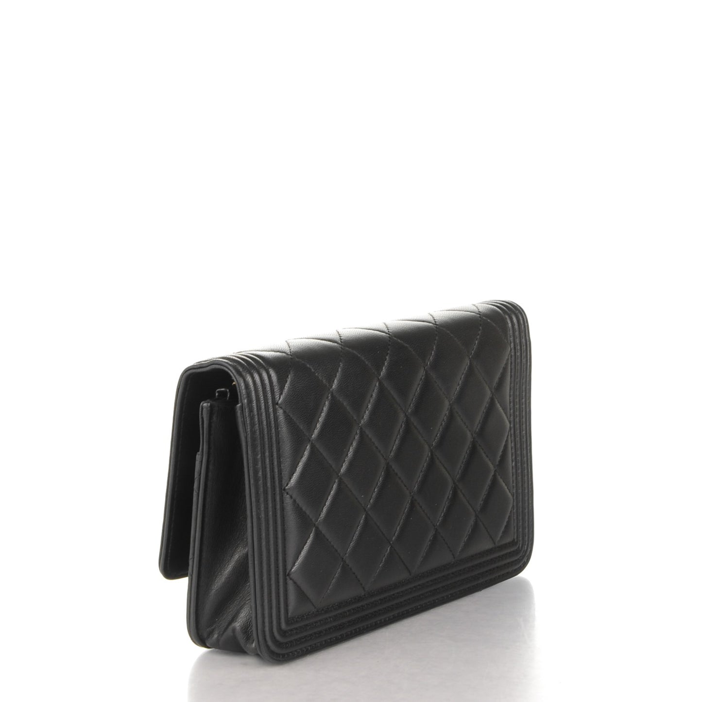Lambskin Quilted Boy Wallet On Chain WOC Black