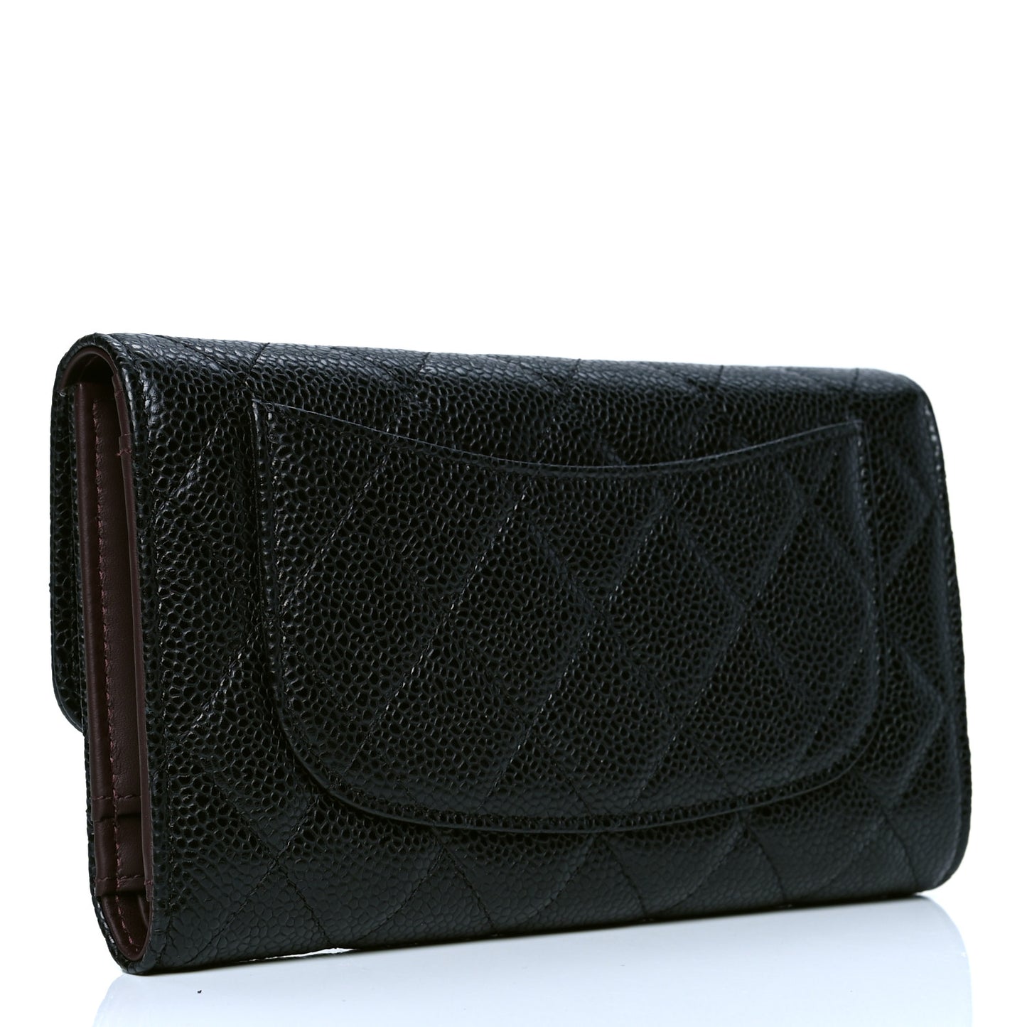 Caviar Quilted Large Flap Wallet Black