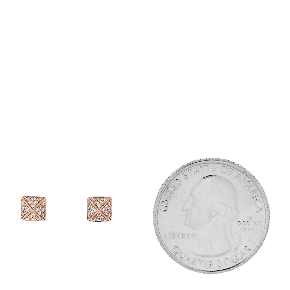 Hermes 18K Rose Gold Diamond Clou d'H Stud Earrings 2 of 5