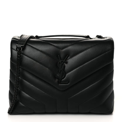 Saint Laurent Calfskin Y Quilted Monogram Small Loulou Chain Satchel Black 1 of 8