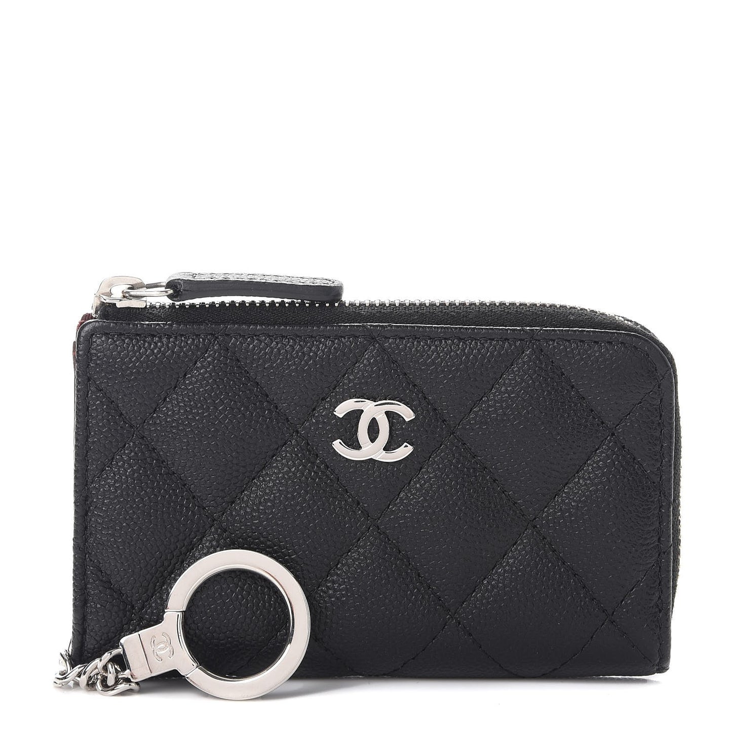 Caviar Quilted Key Holder Case Black