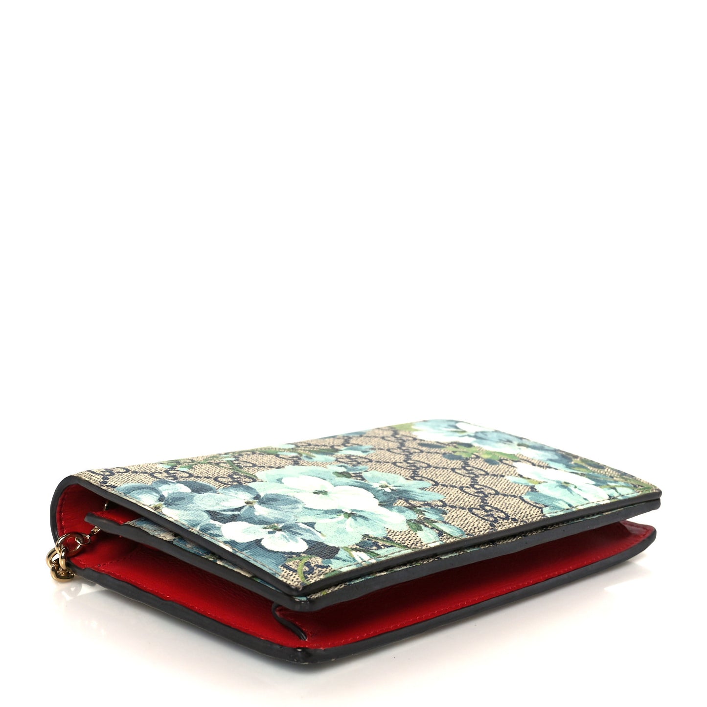 GG Supreme Monogram Blooms Chain Wallet Blue
