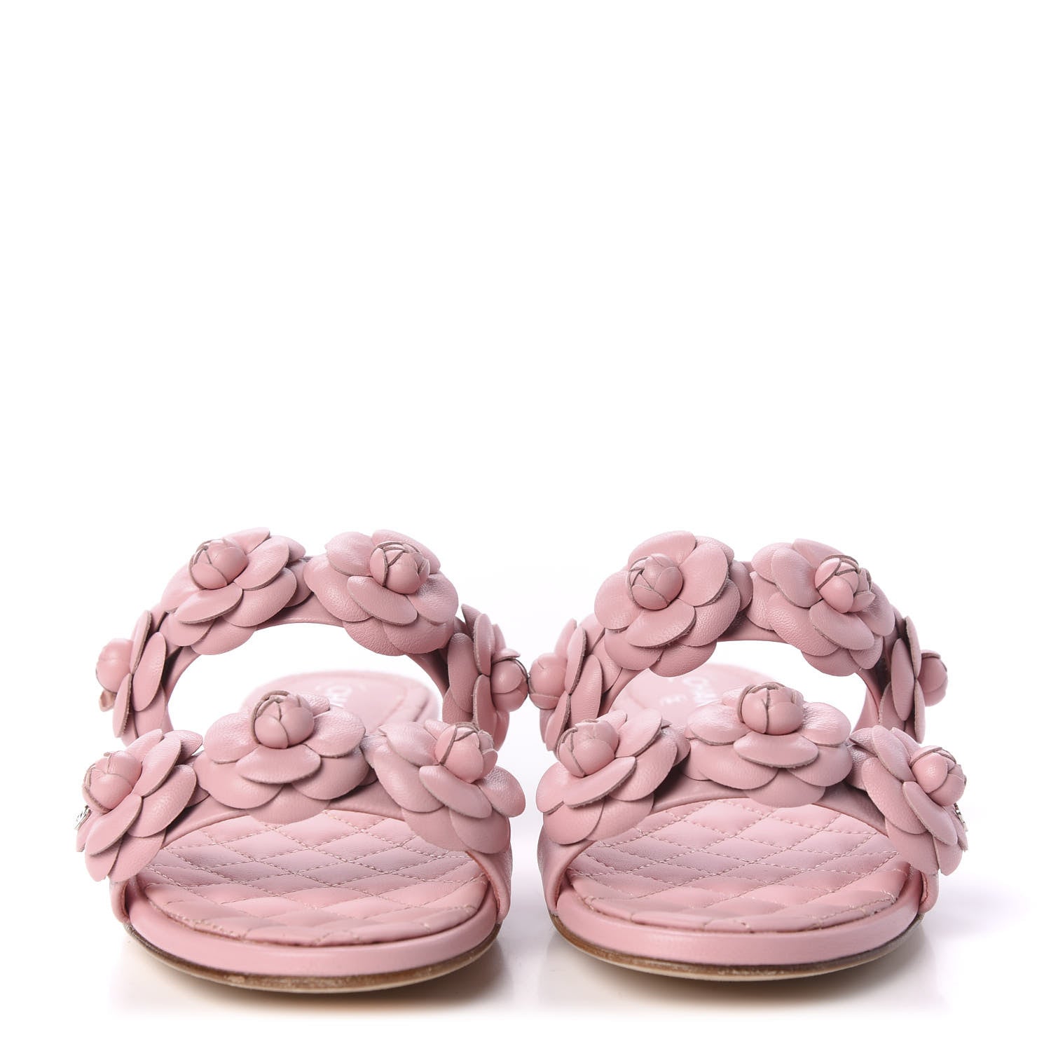 Chanel Lambskin Camellia Slide Sandals 35 Pink 2 of 10
