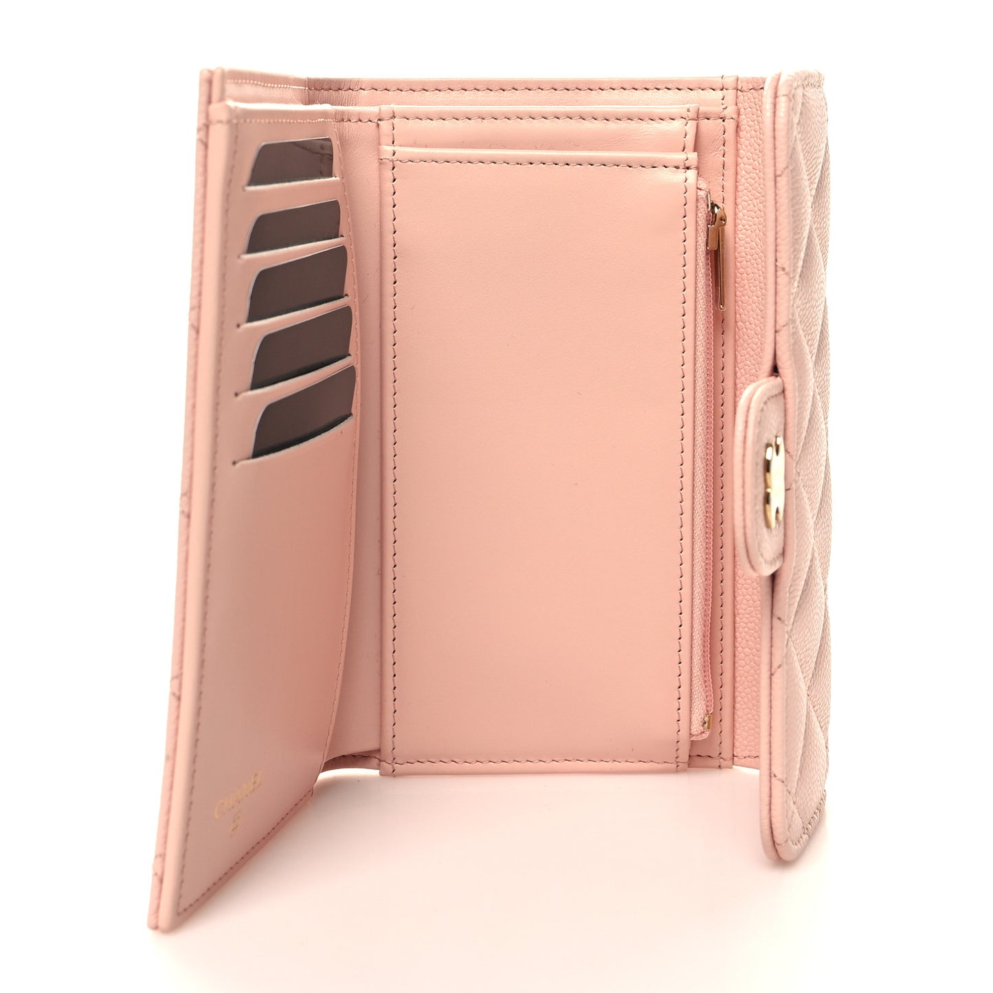 Caviar Quilted Medium Flap Wallet Light Pink