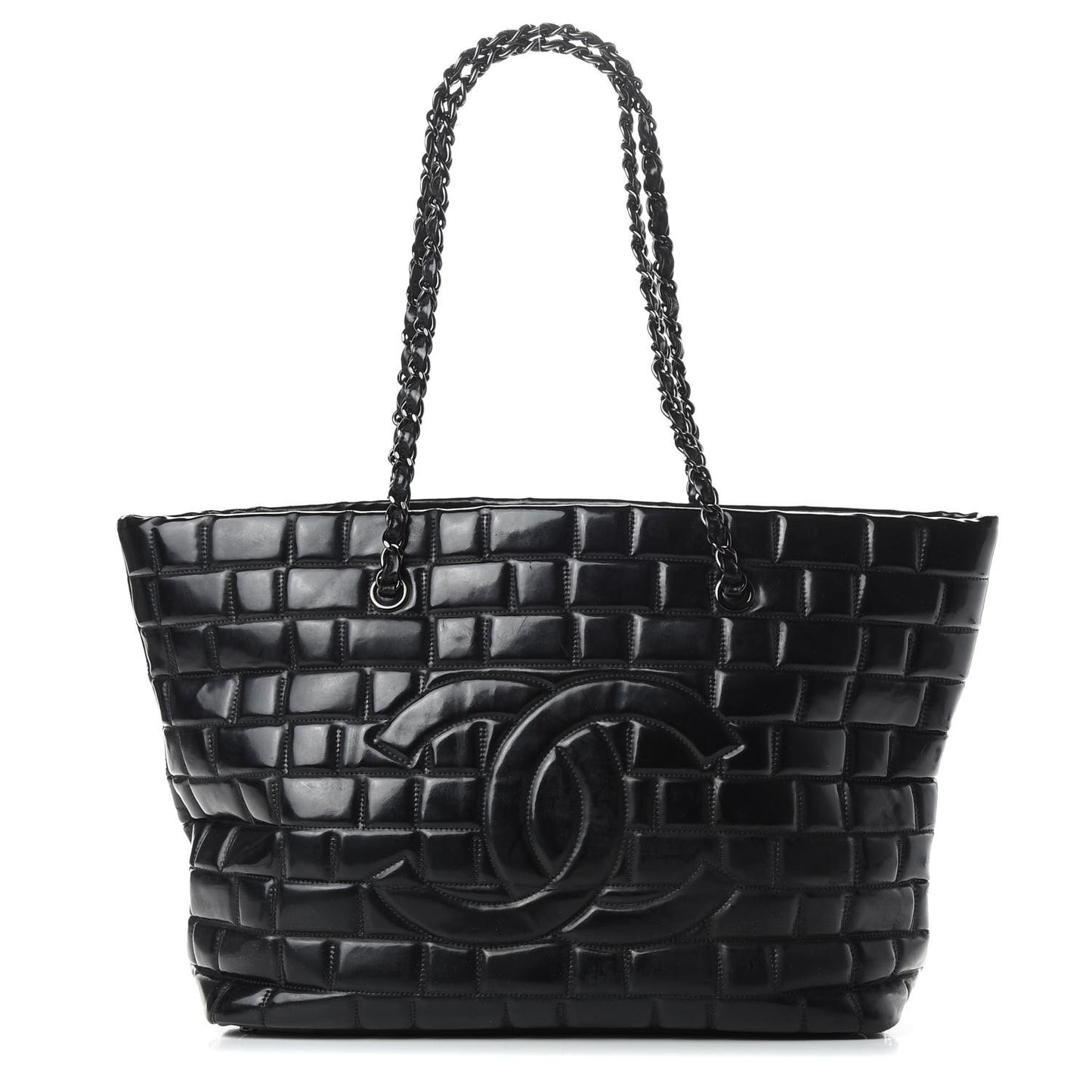Vinyl Quilted Frozen Shopping Tote Black