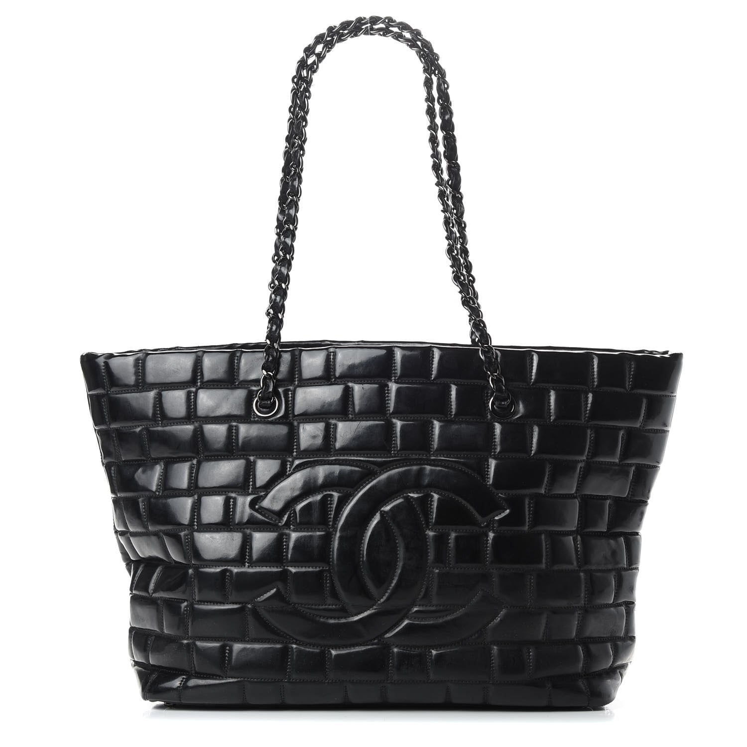 Chanel Vinyl Quilted Frozen Shopping Tote Black 1 of 16