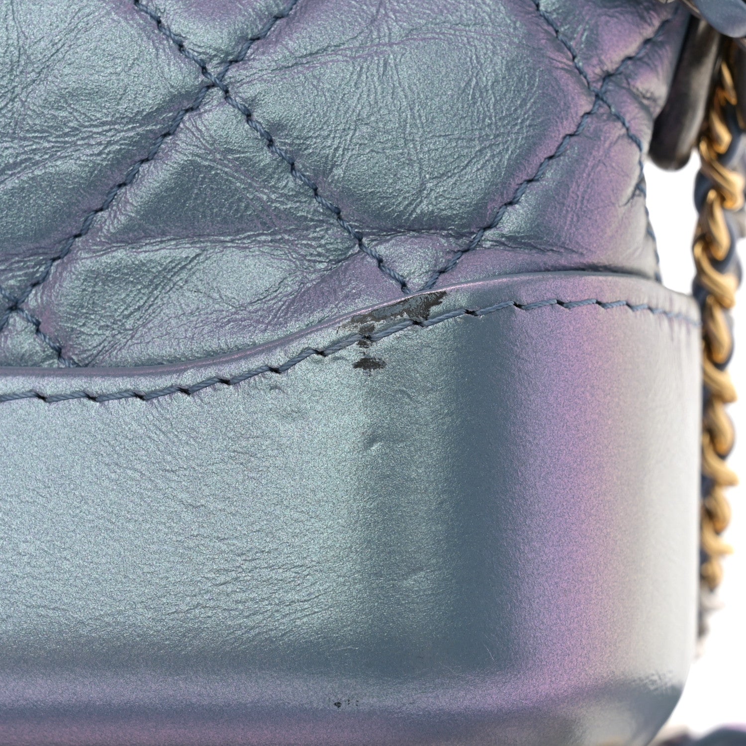 Chanel Iridescent Aged Calfskin Quilted Small Gabrielle Hobo Blue 11 of 11