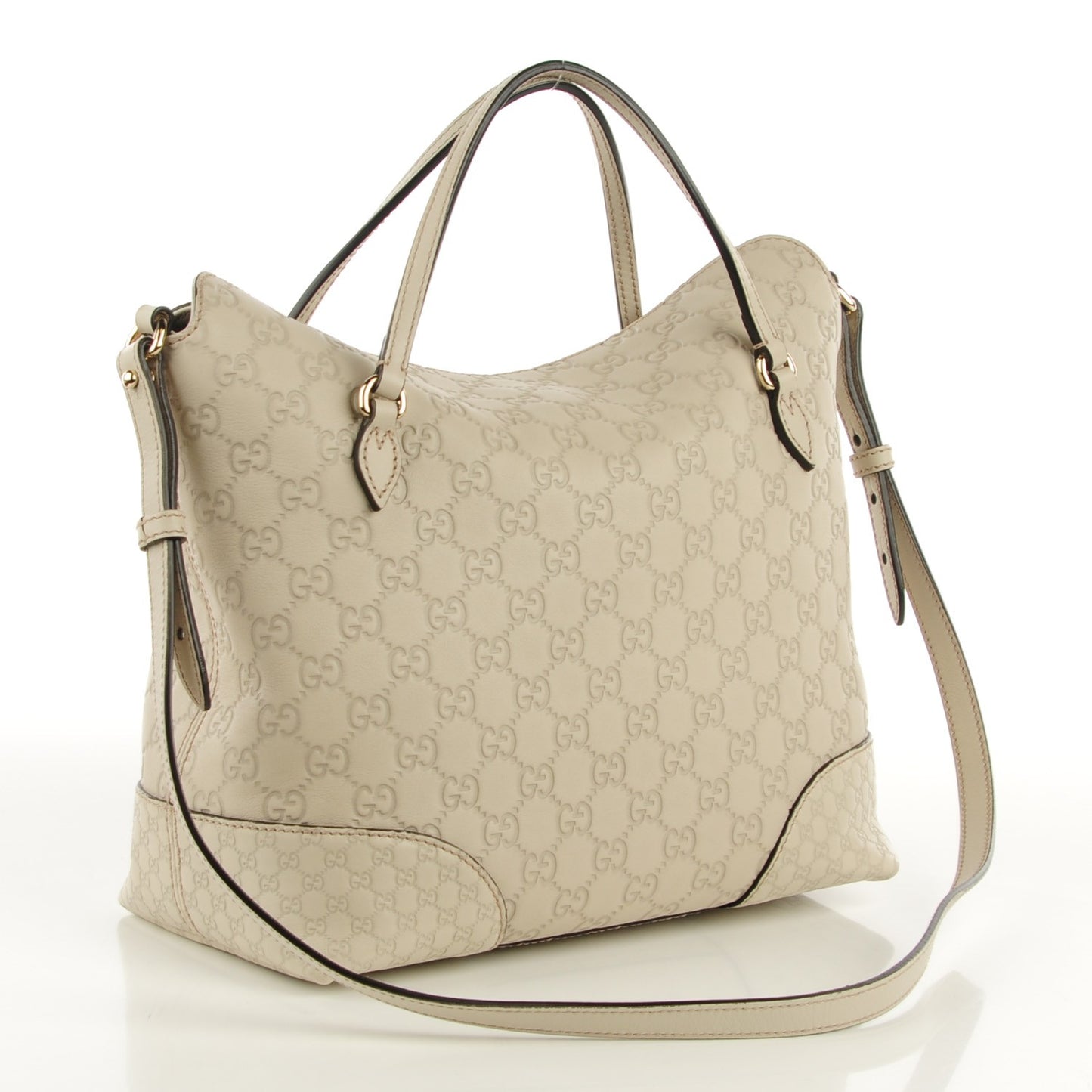 Guccissima Medium Bree Foldover Tote Mystic White