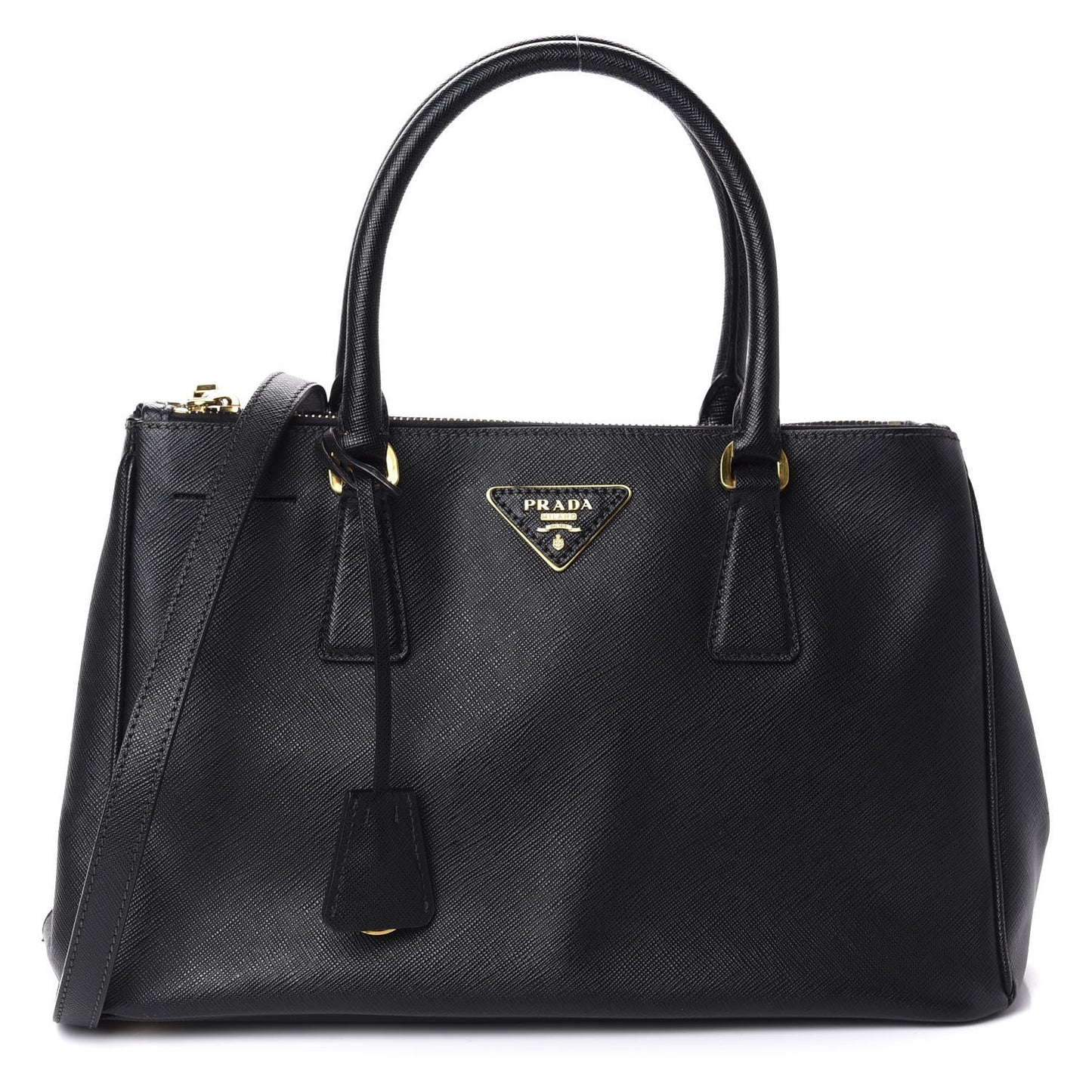 Saffiano Small Galleria Double Zip Tote Black