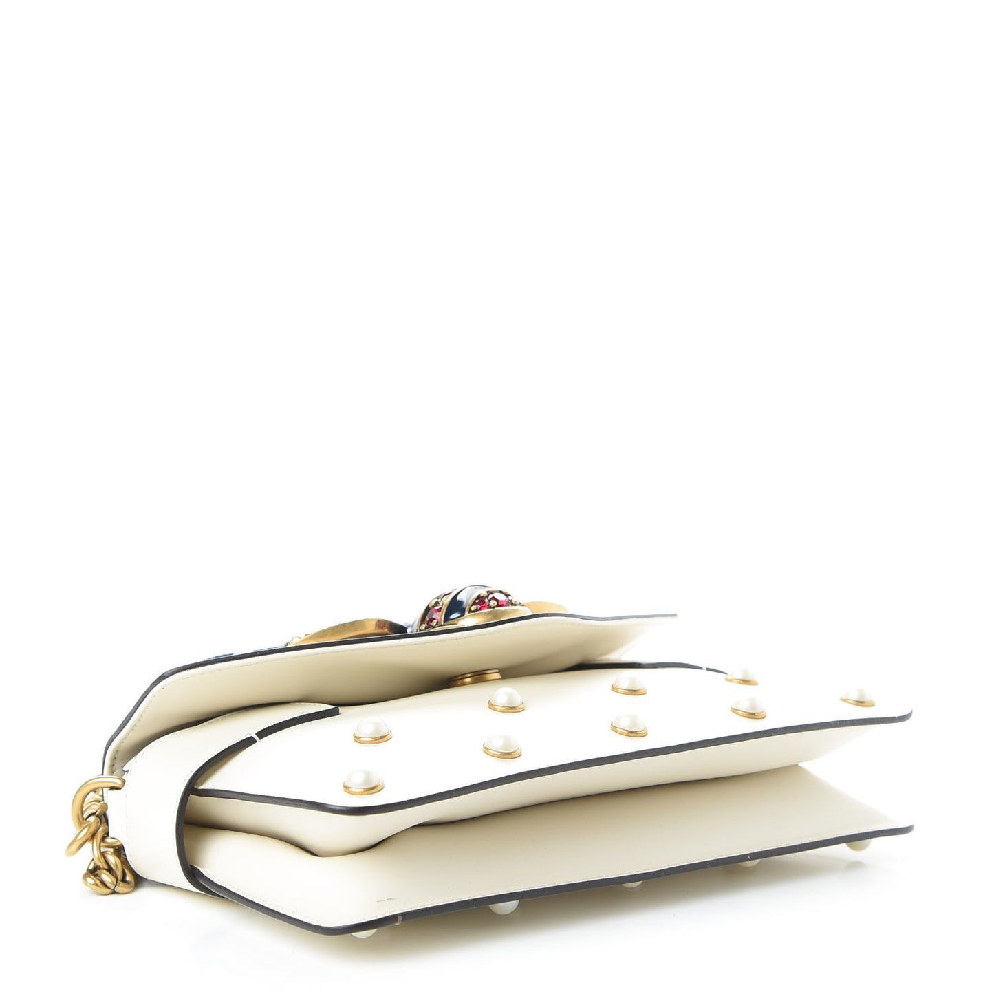 Nappa Pearl Studded Mini Queen Margaret Broadway Shoulder Bag Mystic White