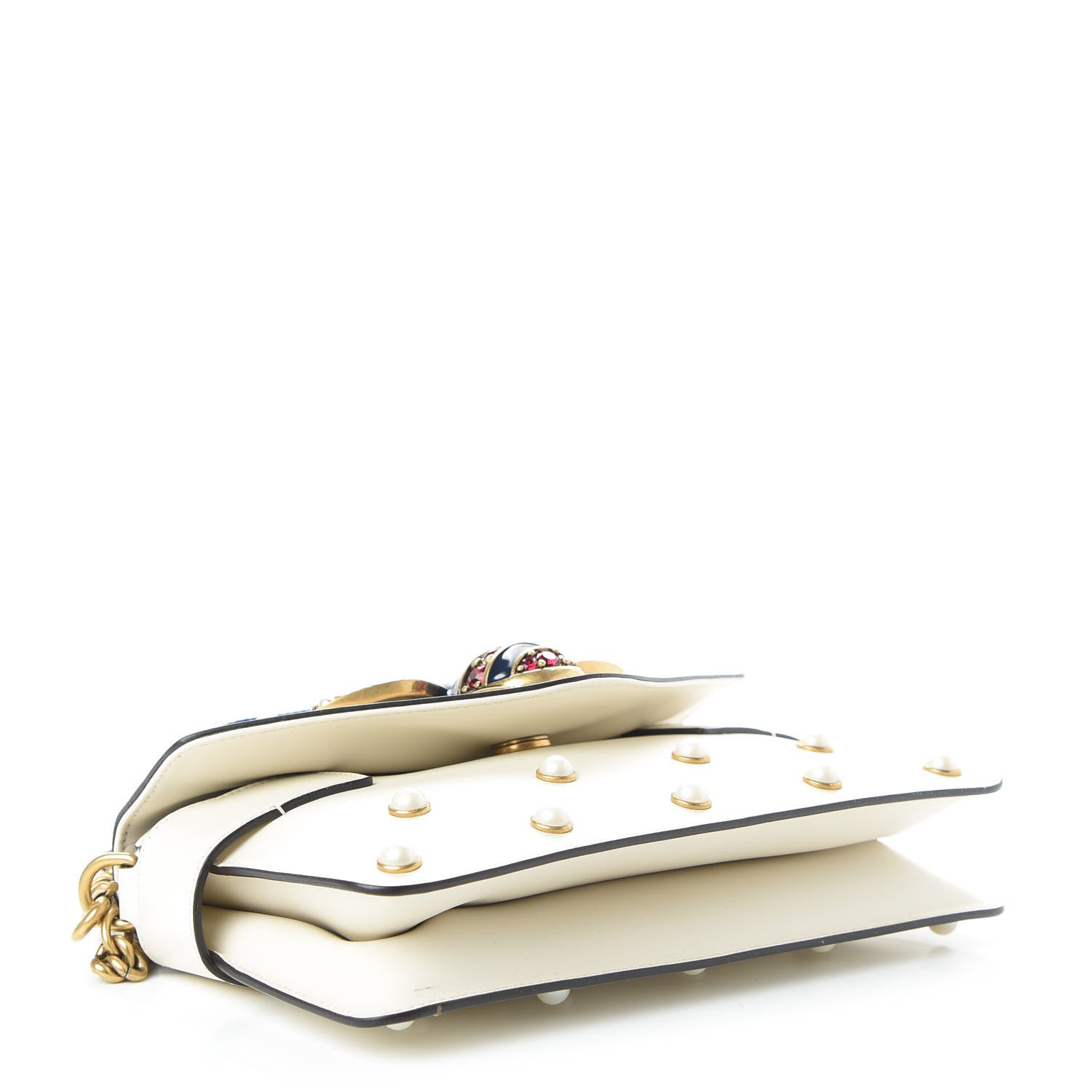 Gucci Nappa Pearl Studded Mini Queen Margaret Broadway Shoulder Bag Mystic White 4 of 9