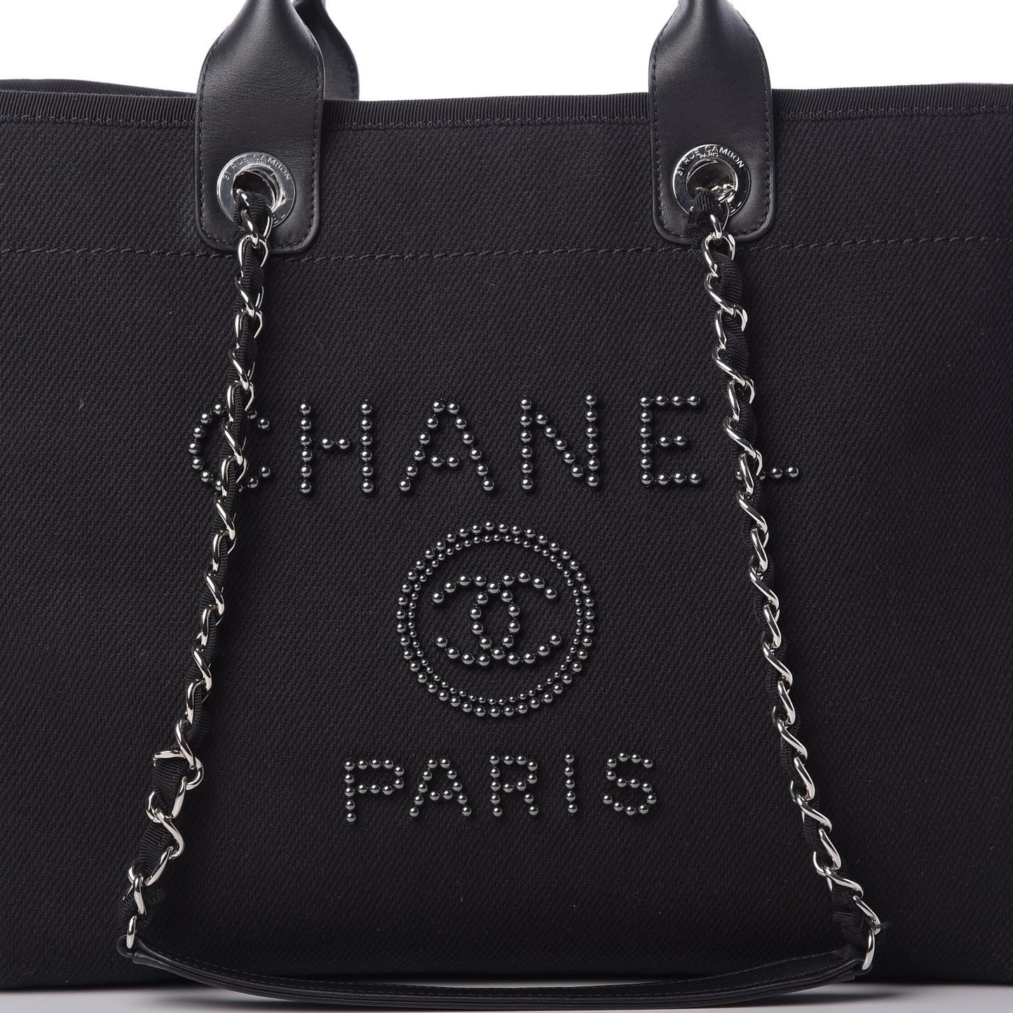 Canvas Pearl Medium Deauville Tote Black