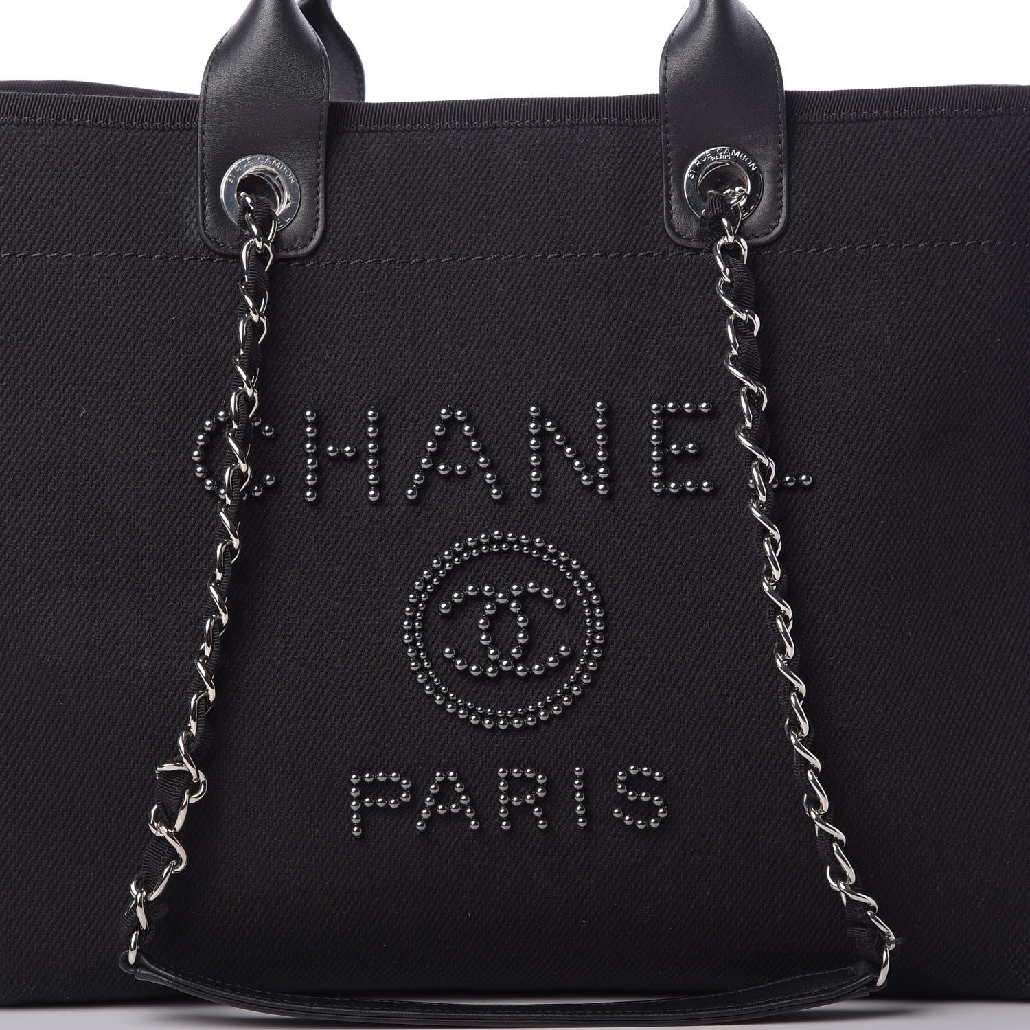 Chanel Canvas Pearl Medium Deauville Tote Black 8 of 16