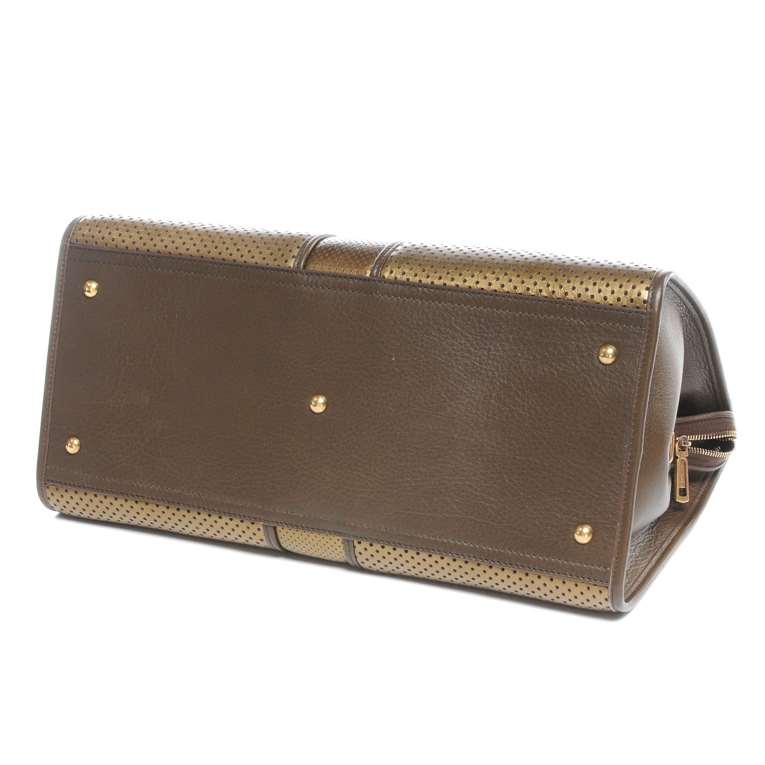 Saint Laurent Perforated Leather Large Cabas Chyc Metallic Bronze 4 of 8