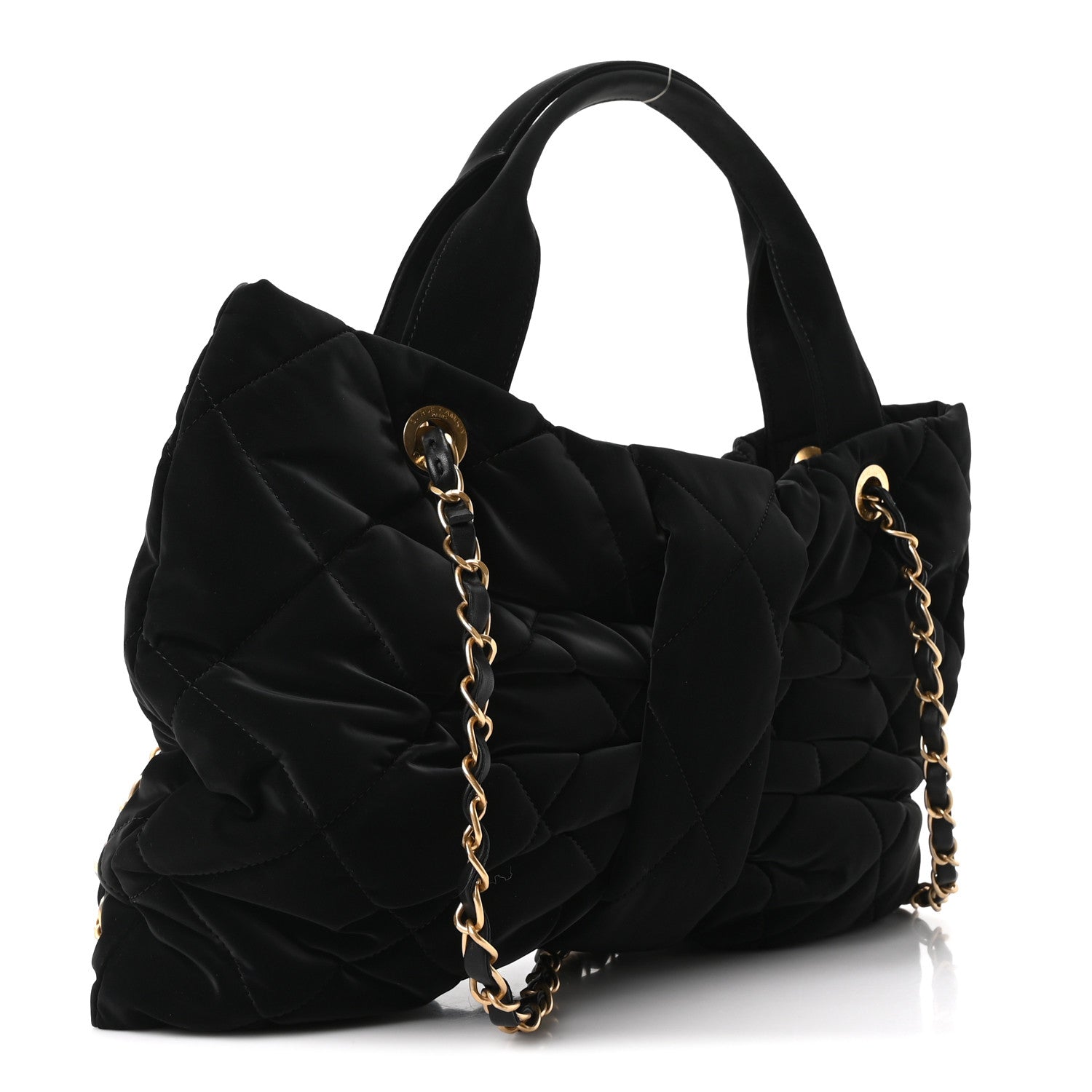Chanel Velvet Effect Nylon Quilted Bow Bag Black 2 of 11
