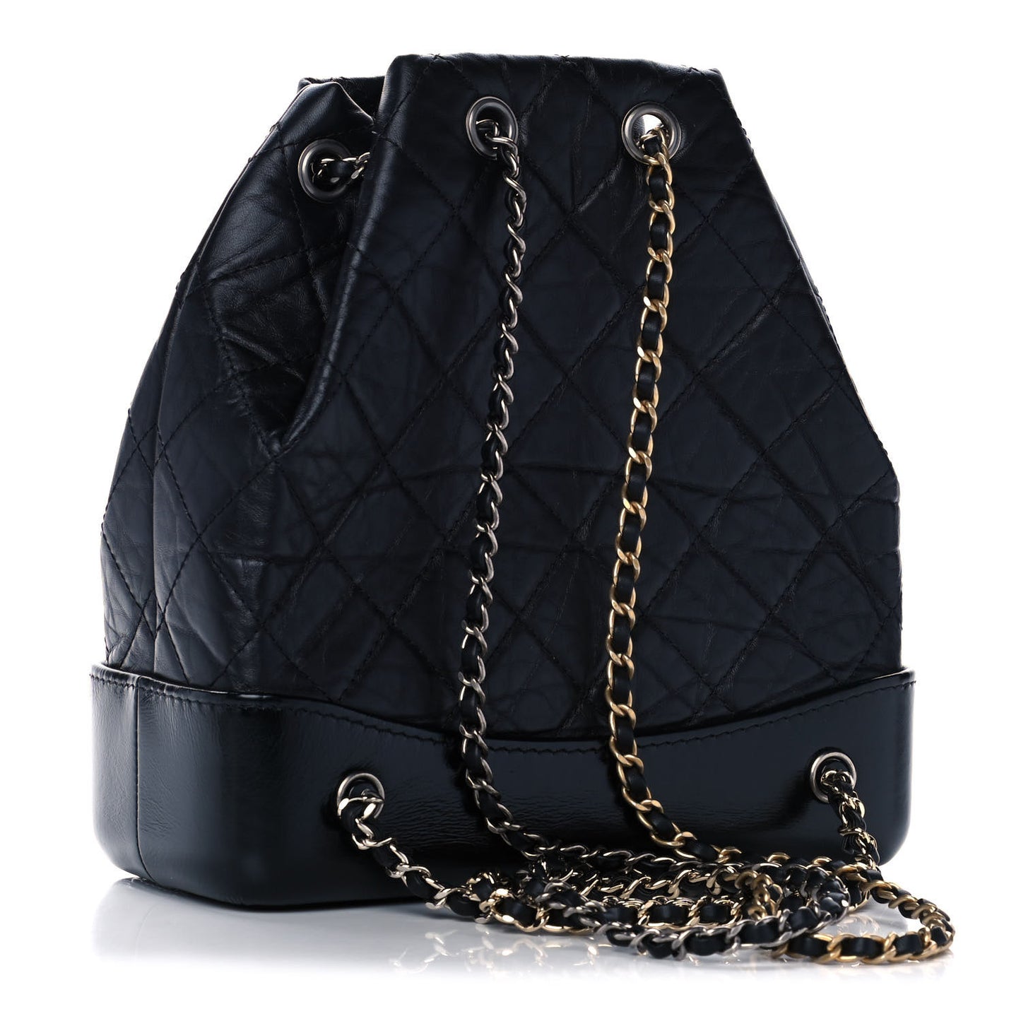 Aged Calfskin Quilted Small Gabrielle Backpack Black