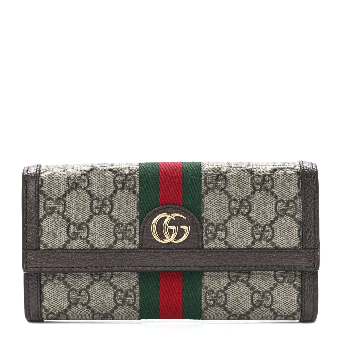 GG Supreme Monogram Web Ophidia Continental Wallet Brown