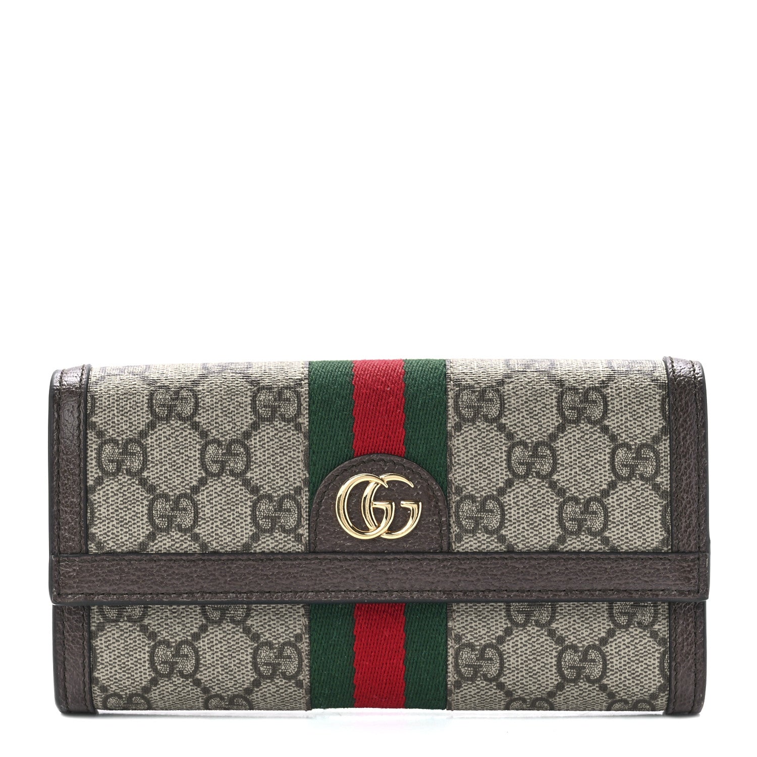 Gucci GG Supreme Monogram Web Ophidia Continental Wallet Brown 1 of 12