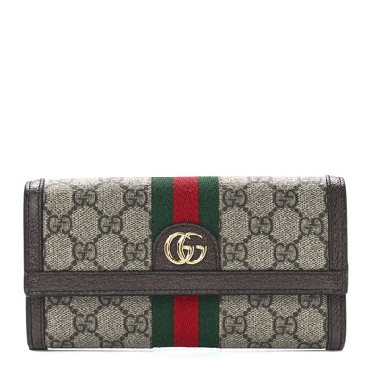 Gucci GG Supreme Monogram Web Ophidia Continental Wallet Brown 1 of 12