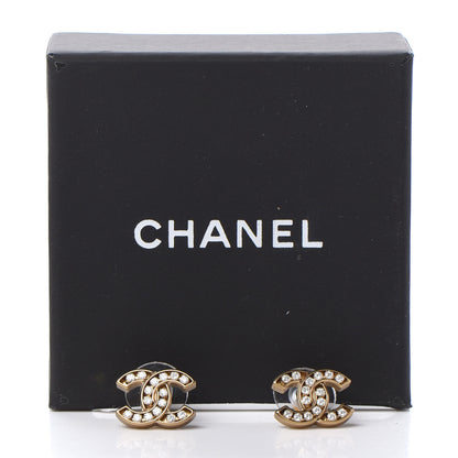 Chanel Crystal CC Earrings Gold 5 of 5