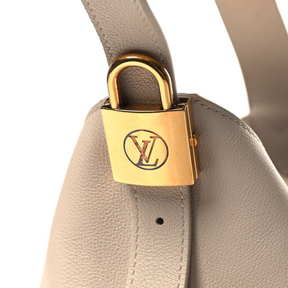 Louis Vuitton LOUIS VUITTON Grained Calfskin Low Key Hobo MM Limestone 12 of 12