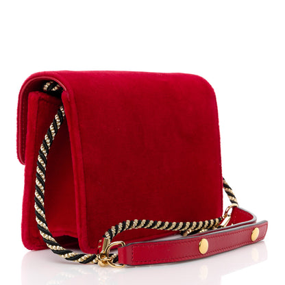 Gucci Velvet Crystal Square G Shoulder Bag Red 3 of 14