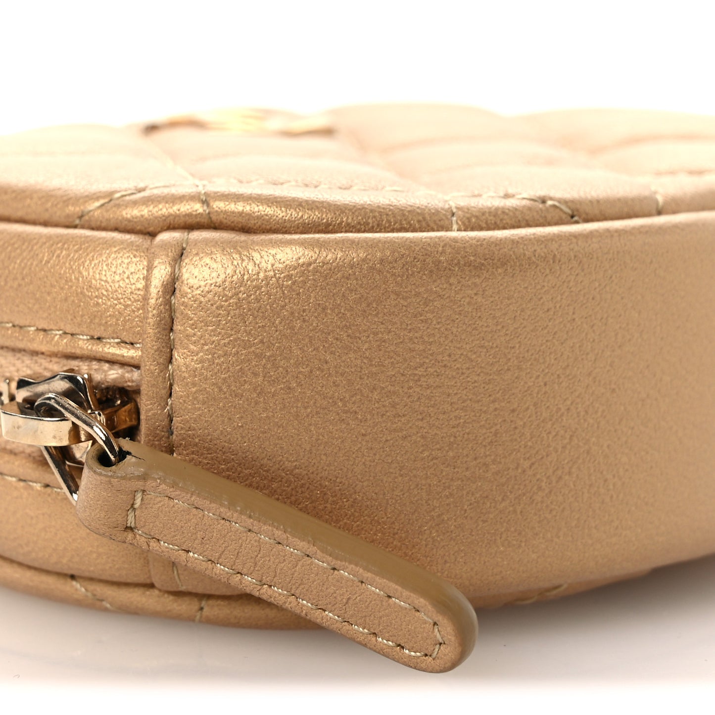 Metallic Lambskin Quilted Zip Around Classic Coin Purse Gold