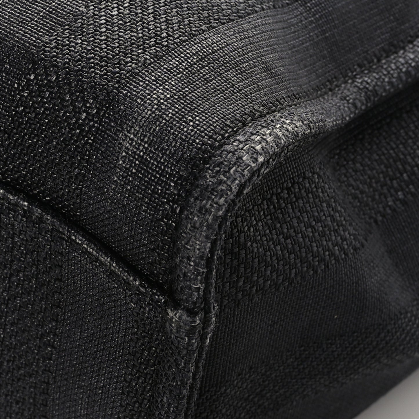 Mixed Fibers Calfskin Striped Medium Deauville Tote Black