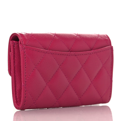 Chanel Caviar Quilted Flap Card Holder Wallet Fuchsia 3 of 8