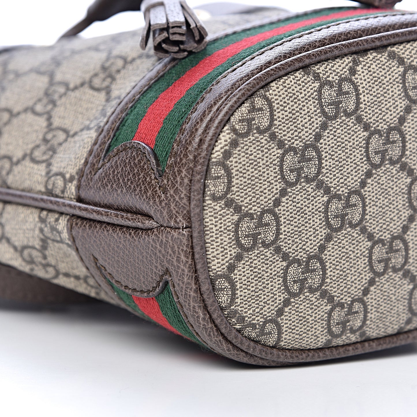 GG Supreme Monogram Web Mini Ophidia Bucket Bag Brown