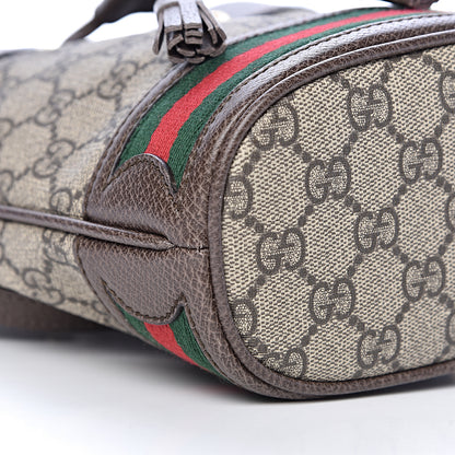 Gucci GG Supreme Monogram Web Mini Ophidia Bucket Bag Brown 8 of 10