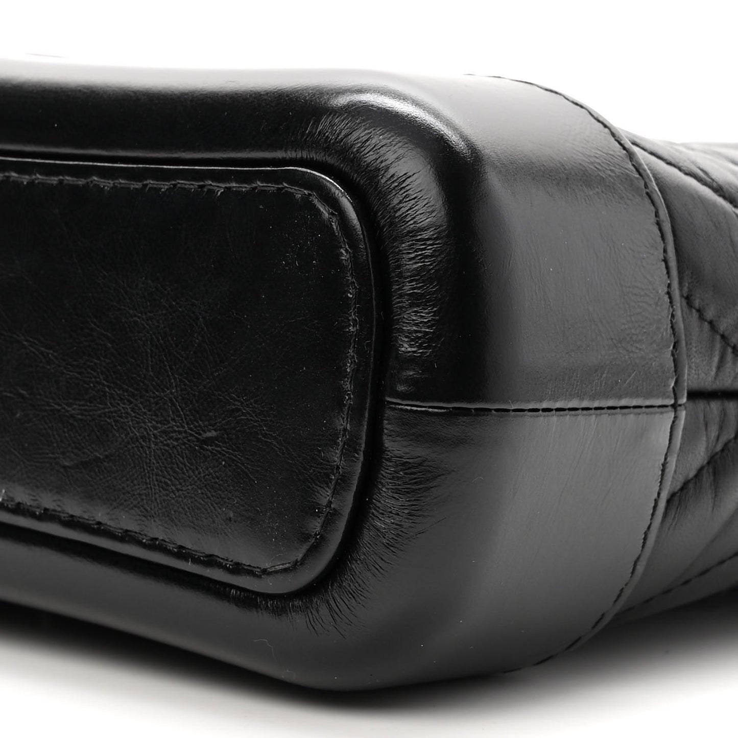 Aged Calfskin Chevron Quilted Small Gabrielle Hobo So Black