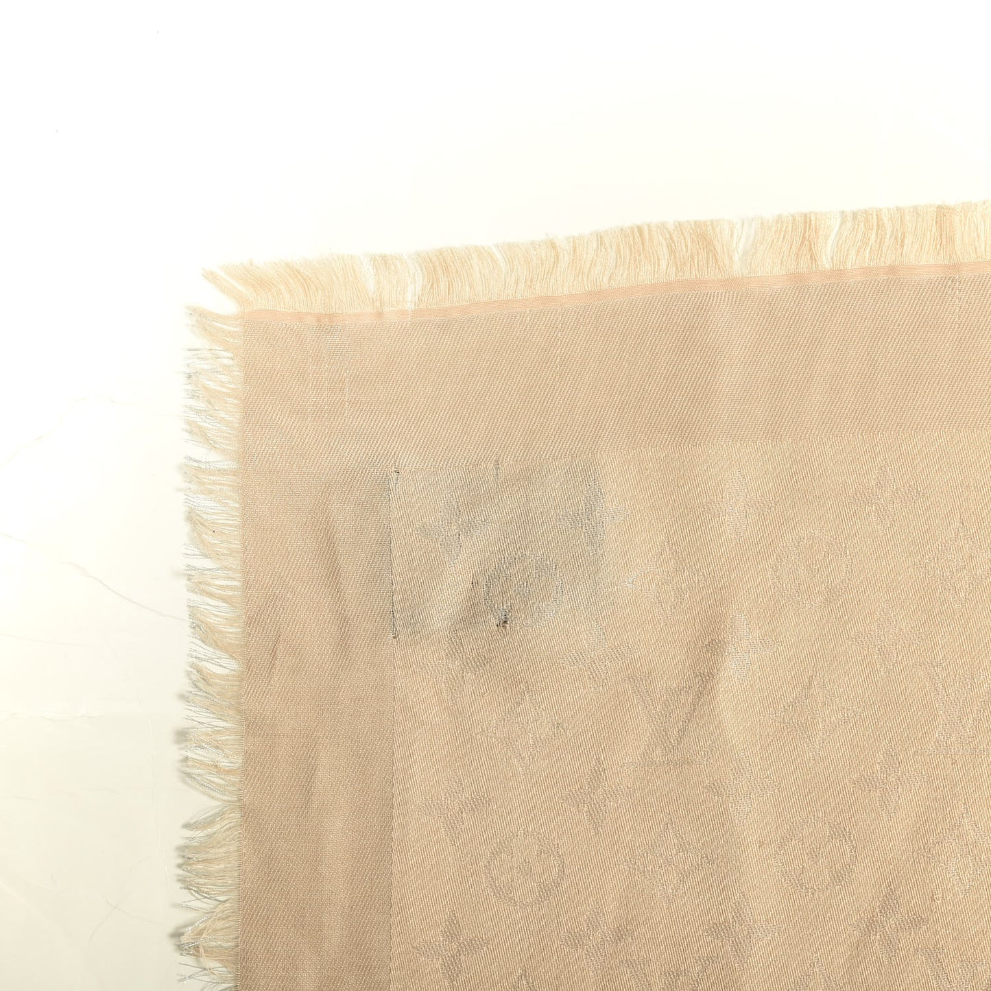 Silk Wool Monogram Shawl Natural