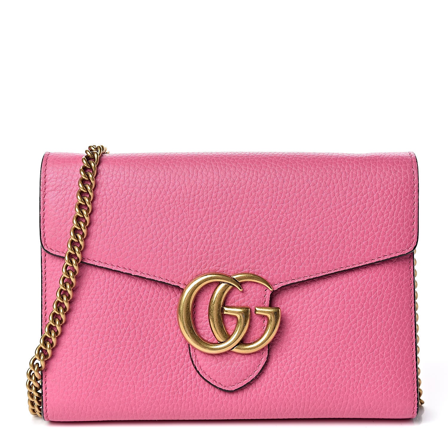Gucci Cellarius Calfskin GG Marmont Chain Wallet Pink Tropical Flower 1 of 10
