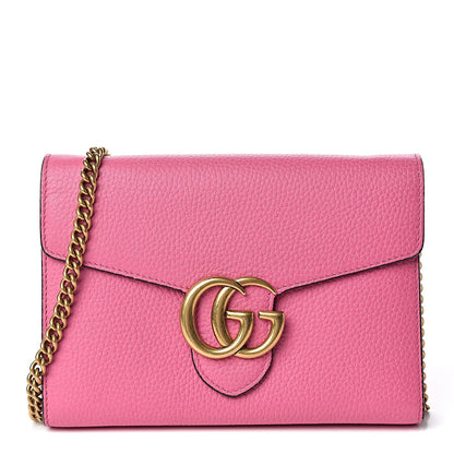 Gucci Cellarius Calfskin GG Marmont Chain Wallet Pink Tropical Flower 1 of 10