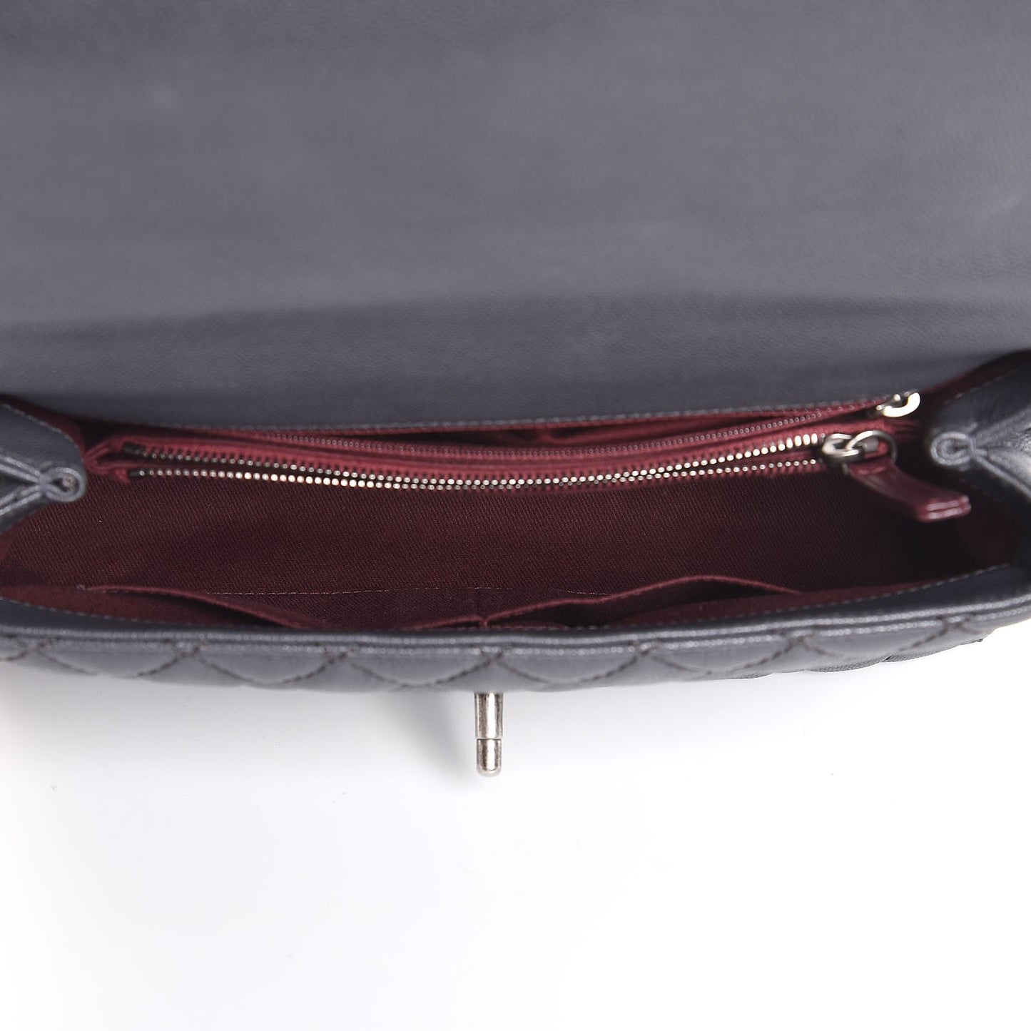Caviar Quilted Small Coco Handle Flap Gray