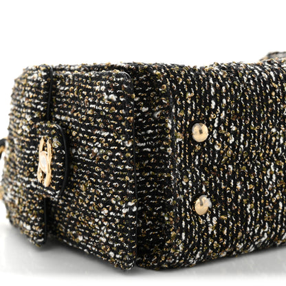 Chanel Tweed Quilted Mini Chanel 25 Handbag Black Ivory 9 of 11