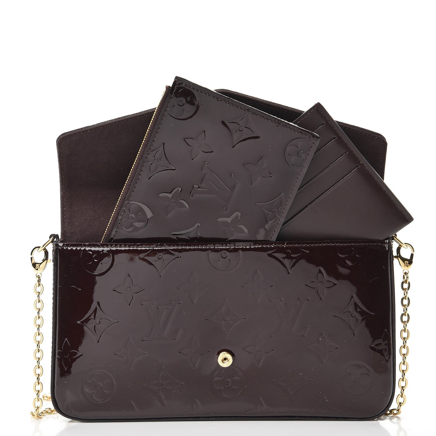 Louis Vuitton Vernis Pochette Felicie Chain Wallet Amarante 8 of 8