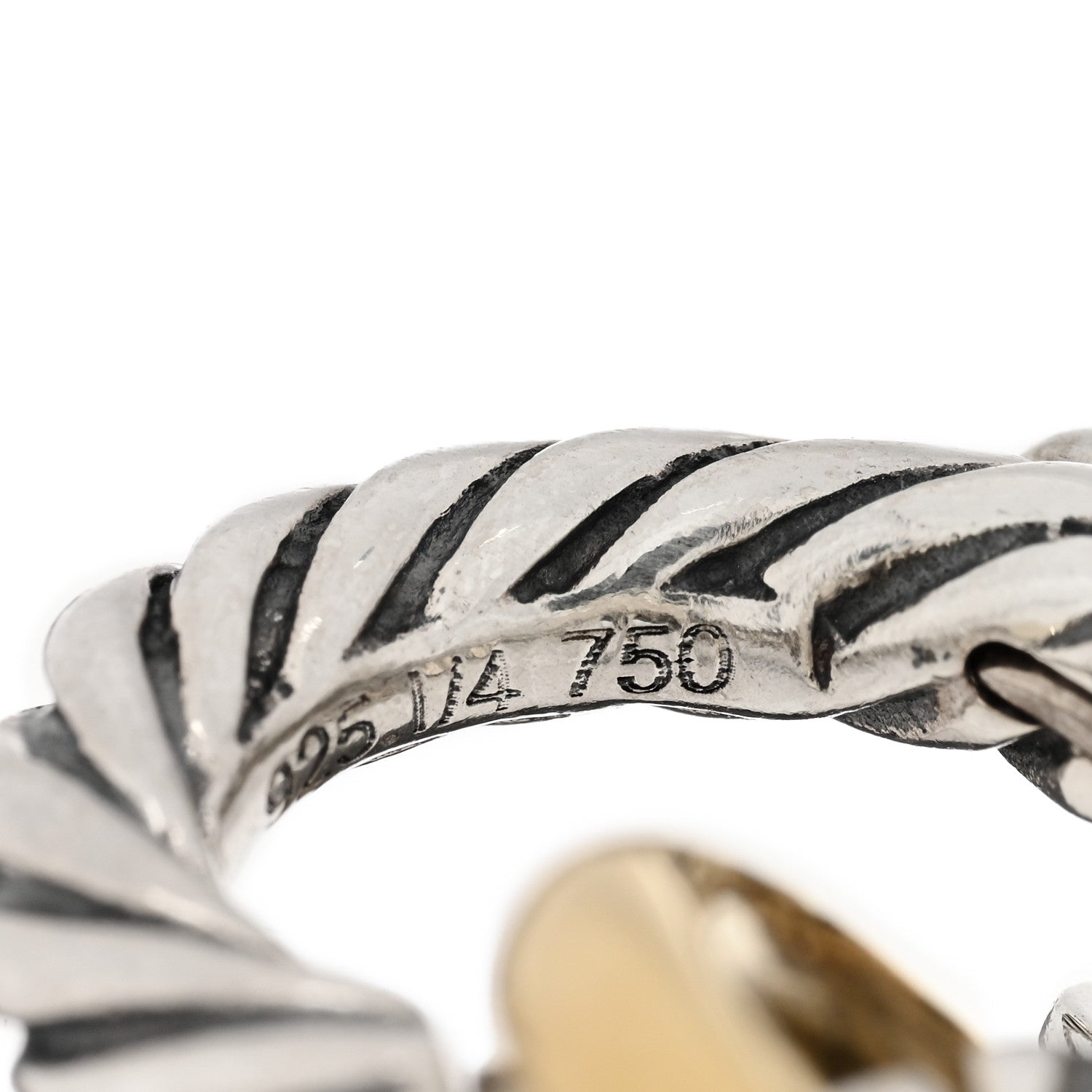 David Yurman Sterling Silver 18K Yellow Gold 12mm Large Oval Link Bracelet 4 of 4
