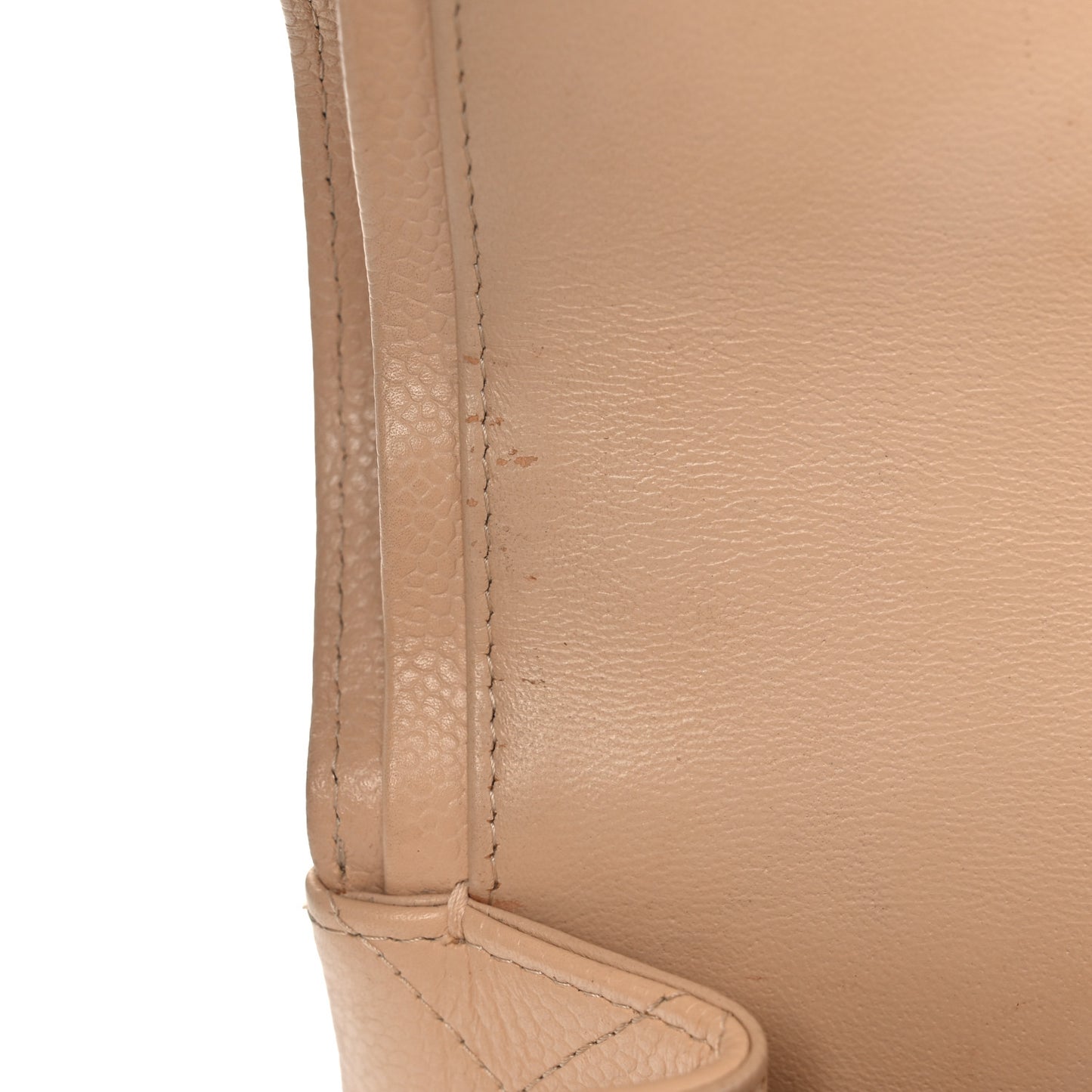 Caviar Quilted Jumbo Double Flap Beige