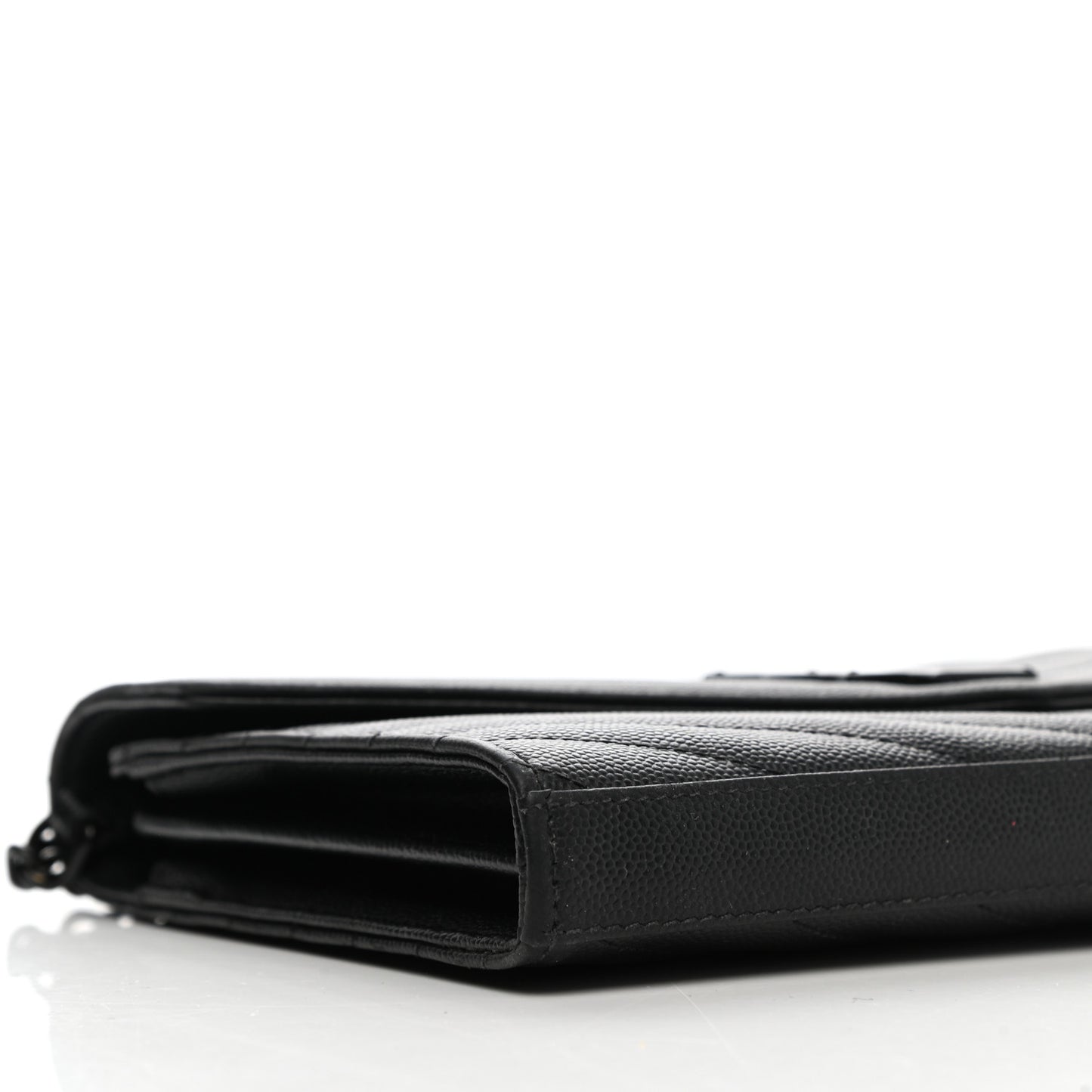 Grain De Poudre Matelasse Chevron Monogram Chain Wallet Black