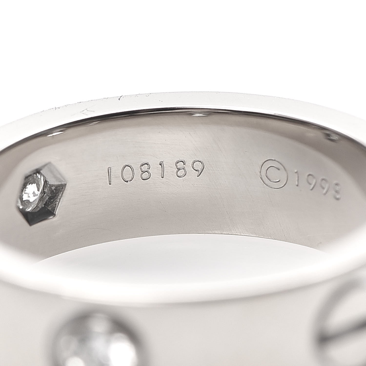 Cartier 18K White Gold 3 Diamond 5.5mm LOVE Ring 51 5.75 6 of 7