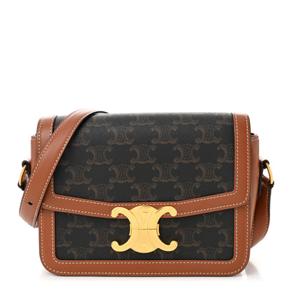 Celine Calfskin Triomphe Canvas Teen Triomphe Bag Tan 1 of 10