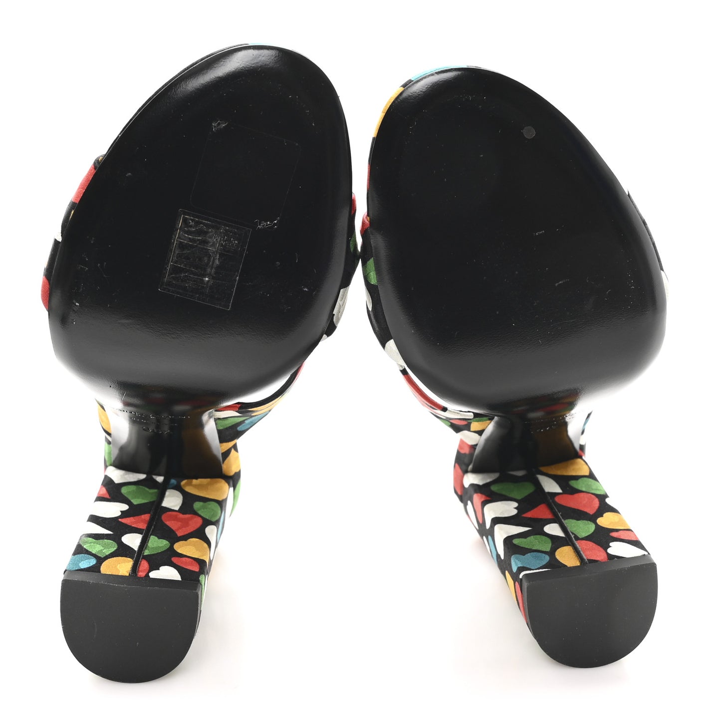 Satin Heart Bianca Knotted Mule Sandals 36.5 Black Multicolor