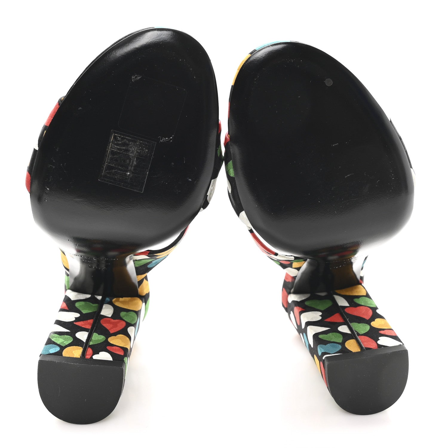 Saint Laurent Satin Heart Bianca Knotted Mule Sandals 36.5 Black Multicolor 6 of 10