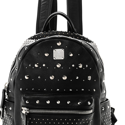 MCM Calfskin Studded Small Stark Backpack Black 7 of 9