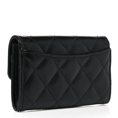 Chanel Lambskin Quilted Flap Card Holder Wallet Black 3 of 9
