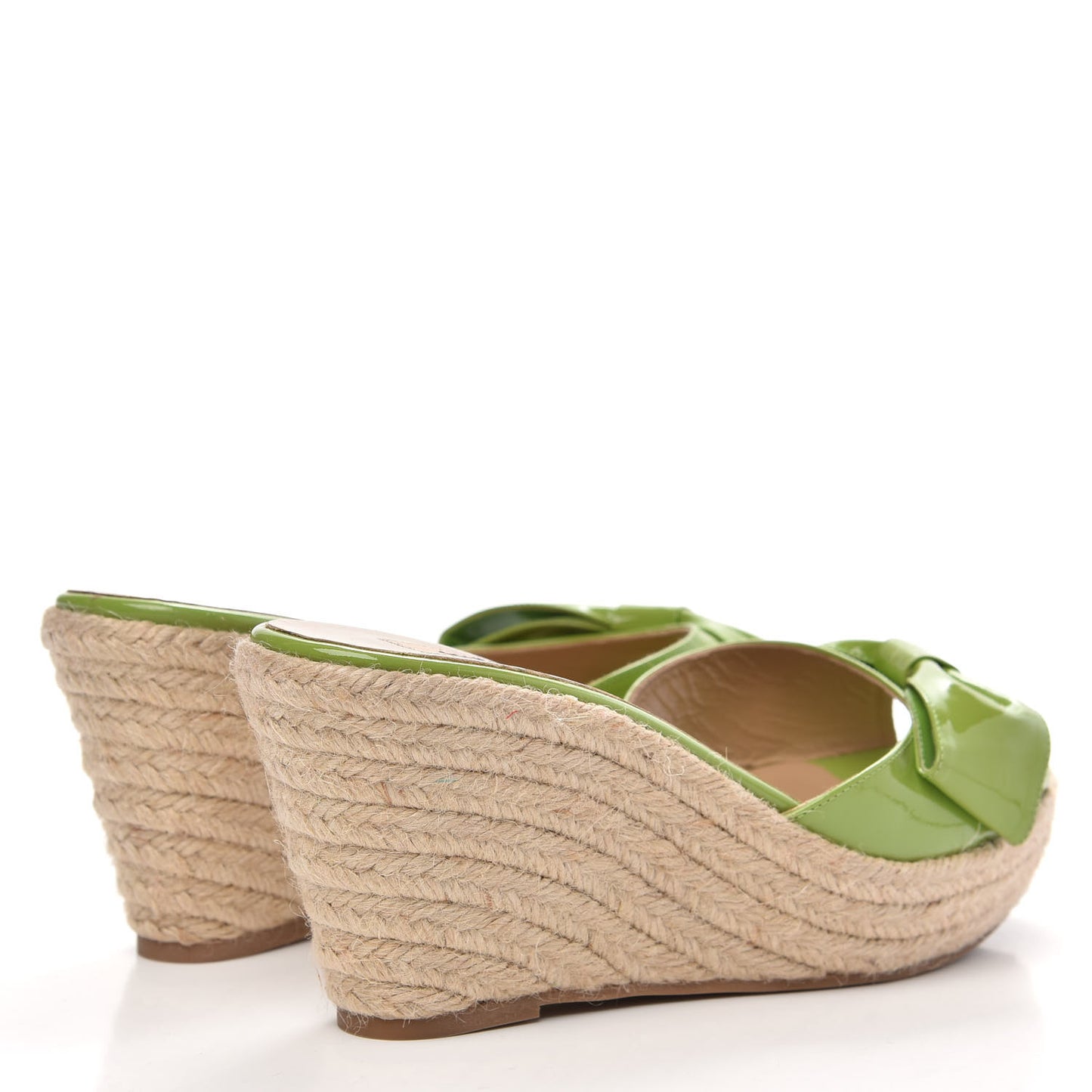 Patent Mena Bow Espadrille Wedges 40.5 Pop Apple