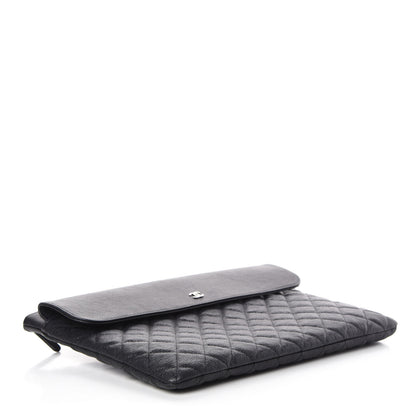 Chanel Iridescent Caviar Quilted Large Flap Cosmetic Case Black 4 of 8